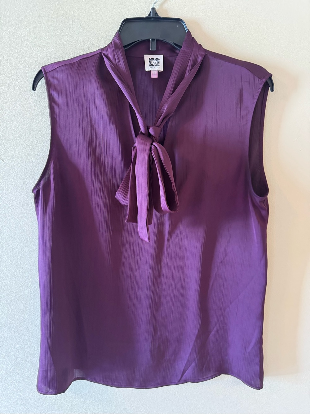 Anne Klein Sleeveless Tie-Neck Blouse - Purple